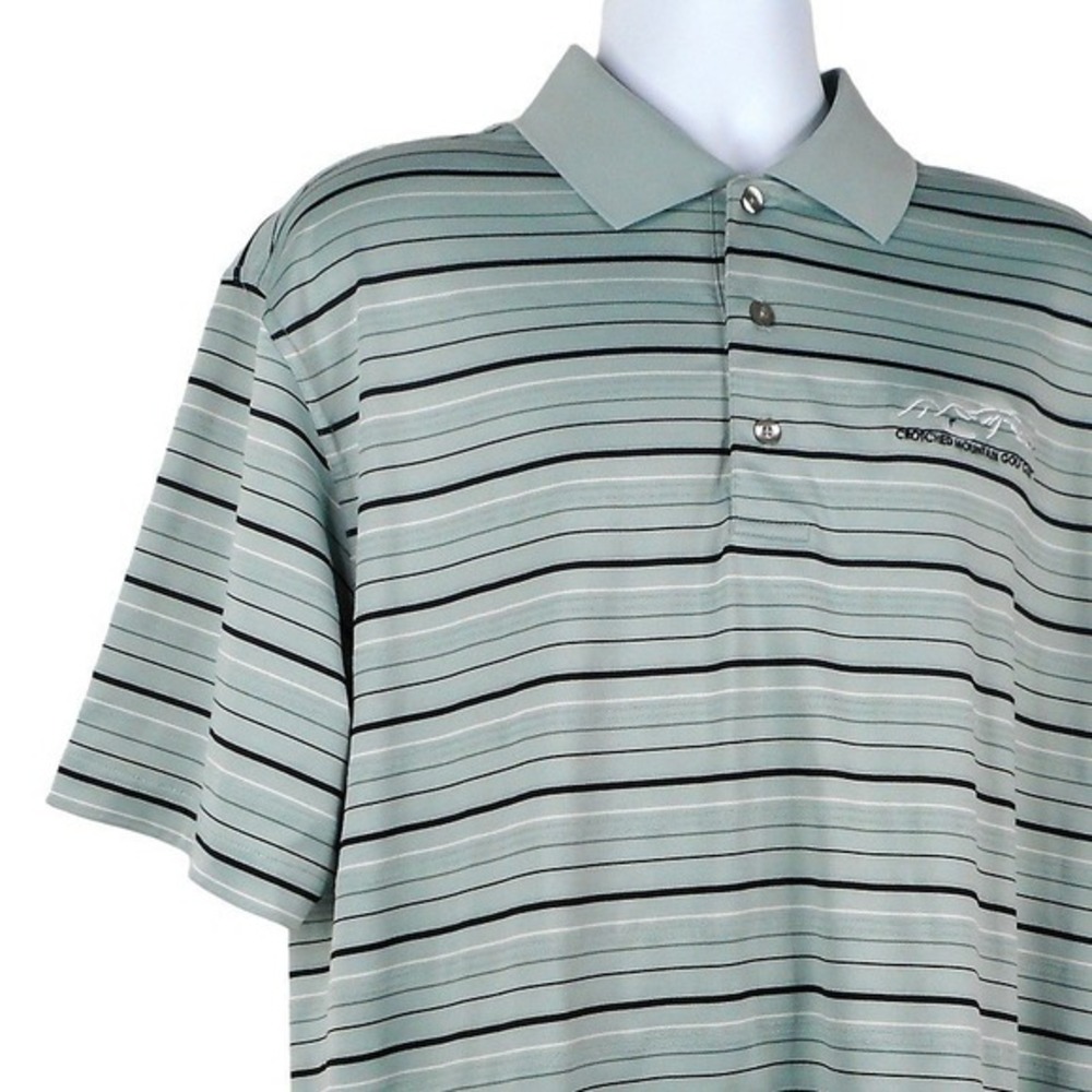 Monterey Club Golf Polo Shirt Mens L Striped Short Sleeve Crotched Mountain Club